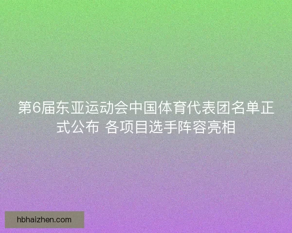第6届东亚运动会中国体育代表团名单正式公布 各项目选手阵容亮相